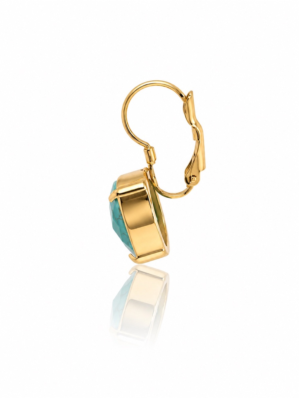 Gold and Turquoise Drop Earrings - Picture 2 of 2